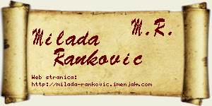 Milada Ranković vizit kartica